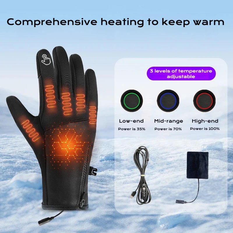 Heated glove heating zones and 3-level heat controller