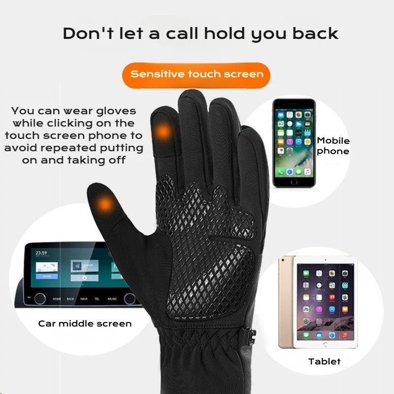 Touchscreen fingertips on heated gloves